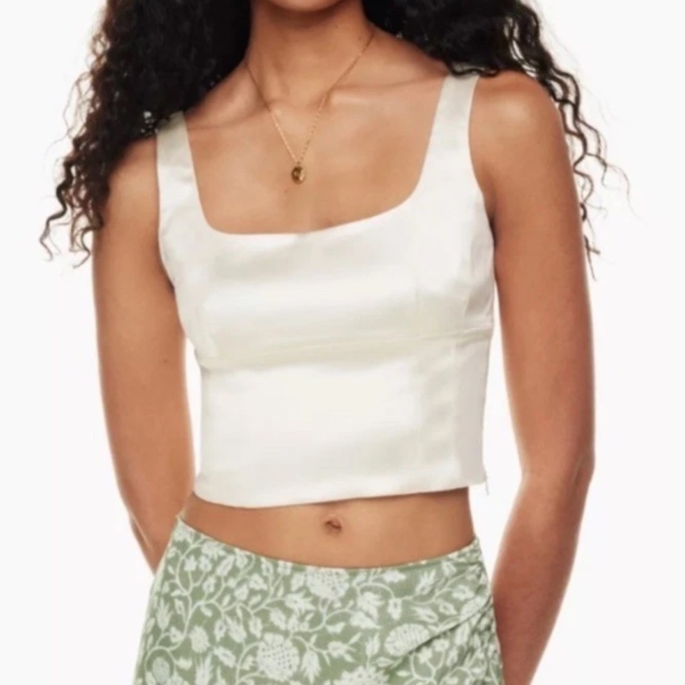Aritzia Wilfred Shine Bustier Cream Crop Top